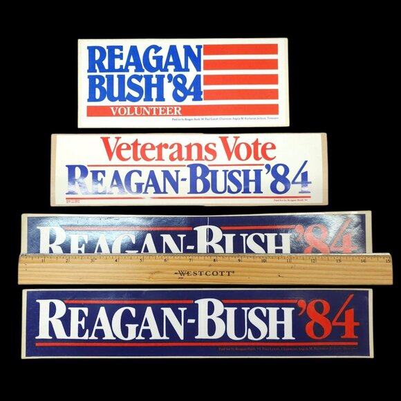 Reagan Bush 84 Presidential Campaign Volunteer Veterans Vote Sticker Lot NOS - Picture 4 of 7
